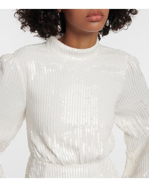 Rixo White Lara Bridal Sequined Minidress