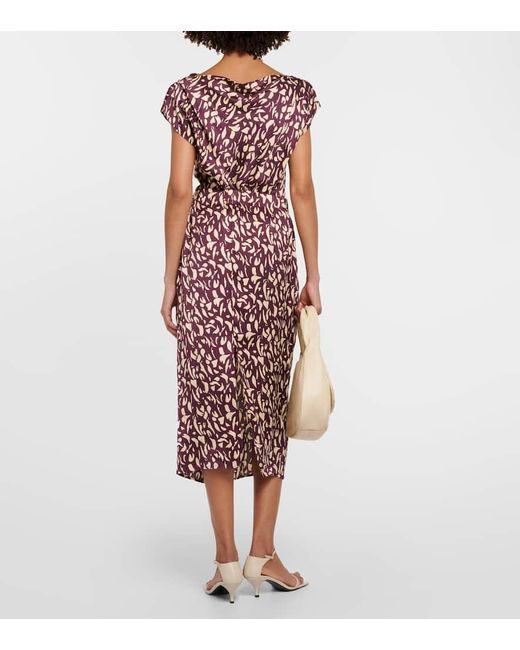 Velvet Red Juno Printed Satin Midi Skirt