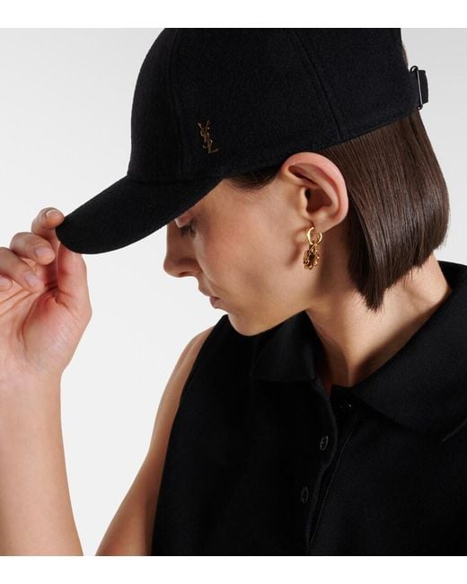 Saint Laurent Black Cassandre Felted Baseball Cap