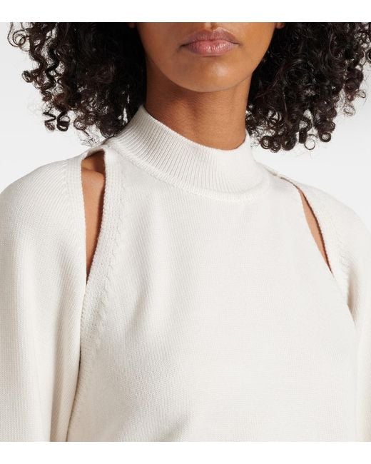 Alaïa White Cutout Wool Sweater