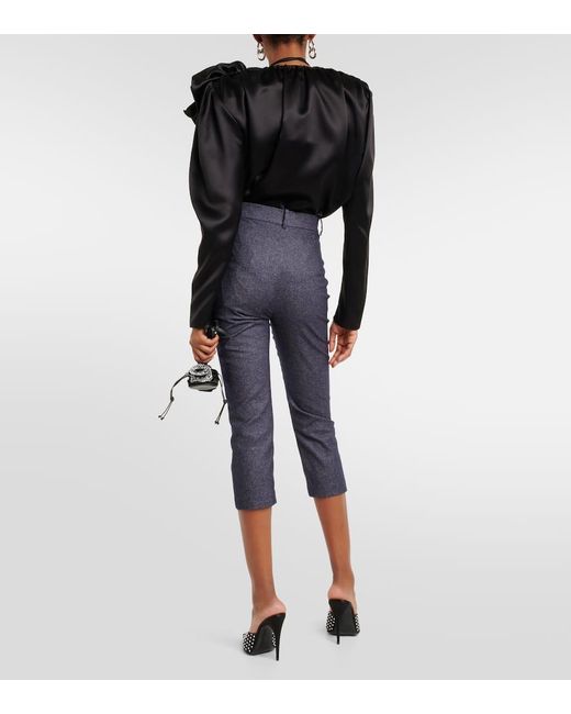 Magda Butrym Gray High-rise Wool And Cotton Cropped Pants