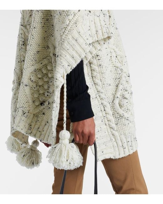 Poncho Trenzado Aran De Lana Moncler de color Natural