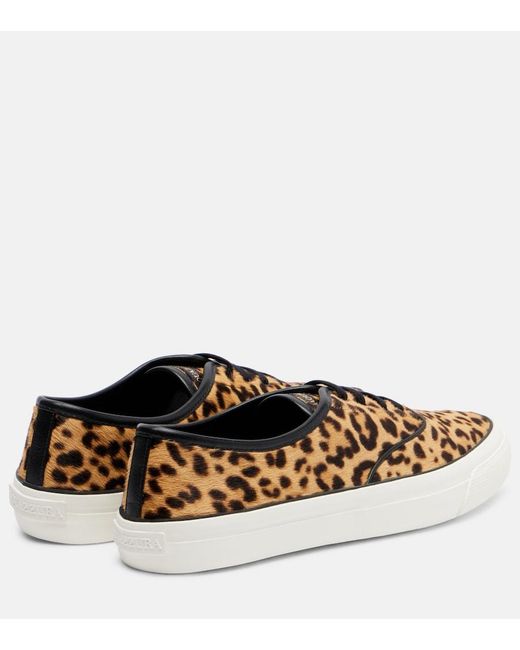 Aquazzura Brown Minimalist Animal-Printed Leather Sneakers