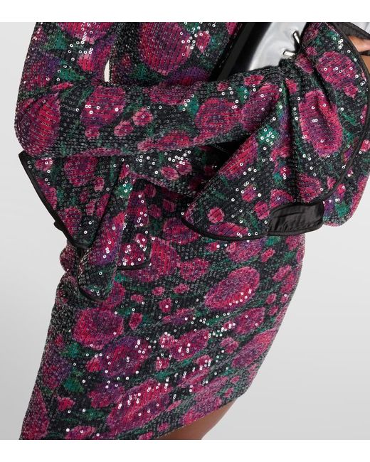 ROTATE BIRGER CHRISTENSEN Purple Sequin-embellished Open-back Recycled-polyester Mini Dress
