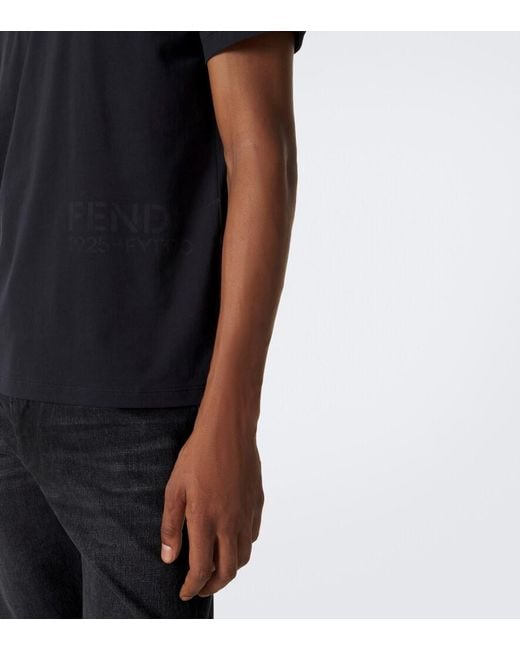 Fendi Black Logo Cotton Jersey T-Shirt for men