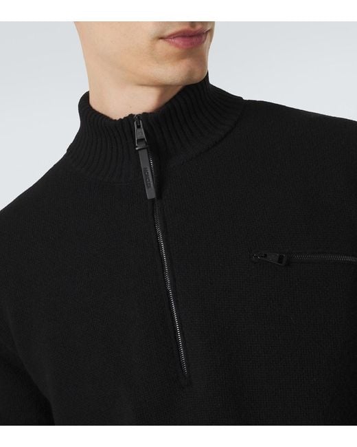 Moncler Black Wool And Cashmere Half-Zip Sweater for men