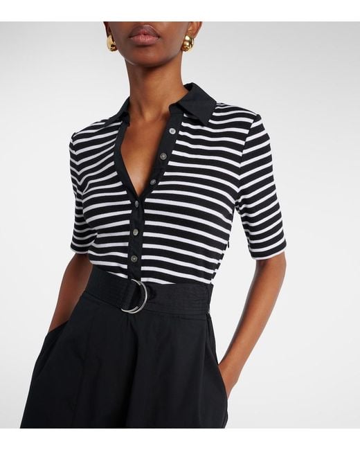 Veronica Beard Blue Delise Striped Cotton-Blend Midi Dress