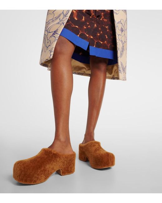 Dries Van Noten Brown Platform Clogs