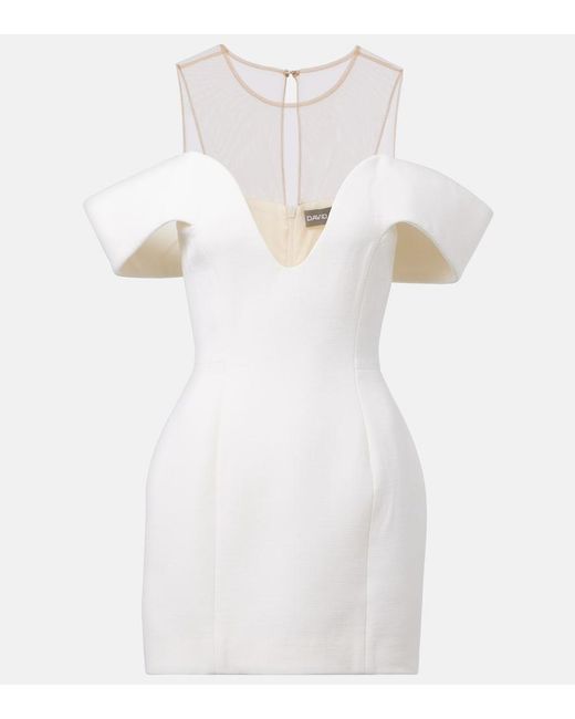 David Koma White Off-Shoulder Wool Minidress