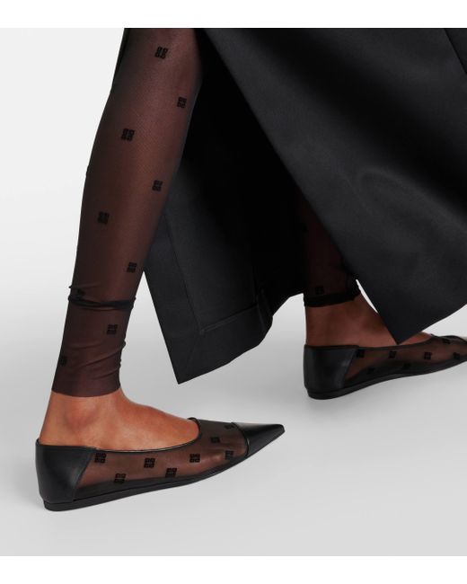 Givenchy Brown 4g Leather-trimmed Mesh Ballet Flats