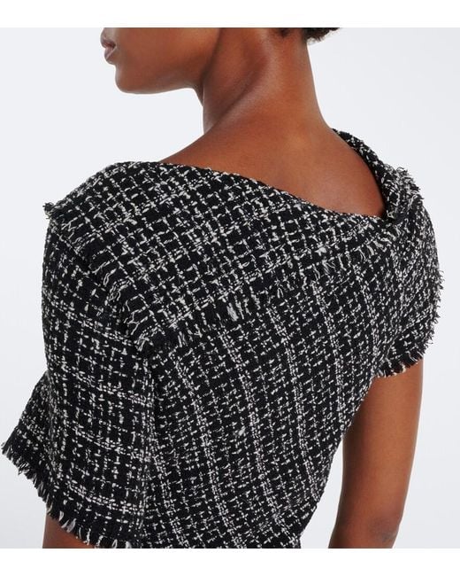 Erdem Black Checked Cotton-Blend Tweed Midi Dress