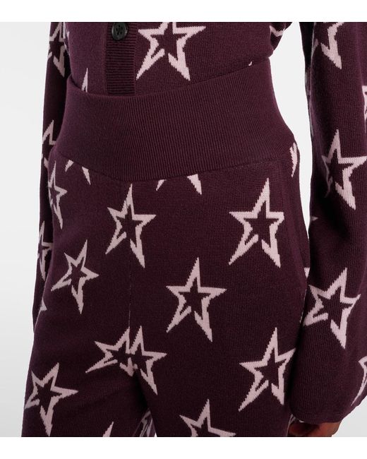 Perfect Moment Purple Chalet Knitted Wool Wide-Leg Pants