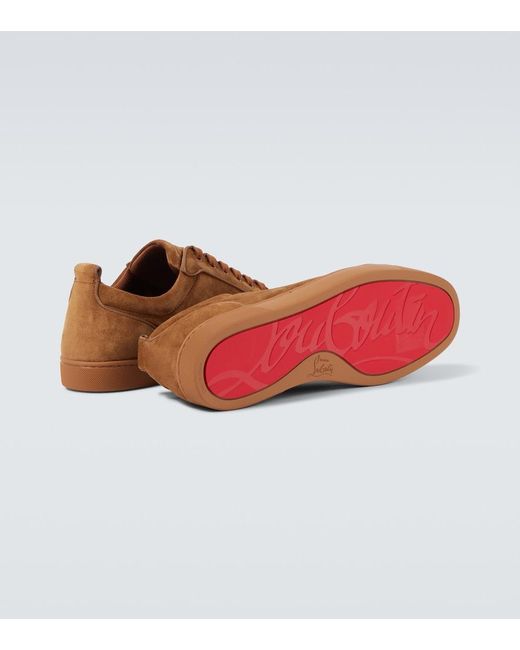 Christian Louboutin Brown Louis Junior Spikes Suede Sneakers for men
