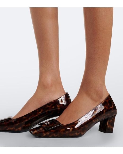 Roger Vivier Brown Belle Vivier Printed Patent Leather Pumps