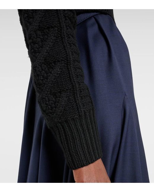 Cardigan Aleph de punto trenzado de lana Emilia Wickstead de color Black