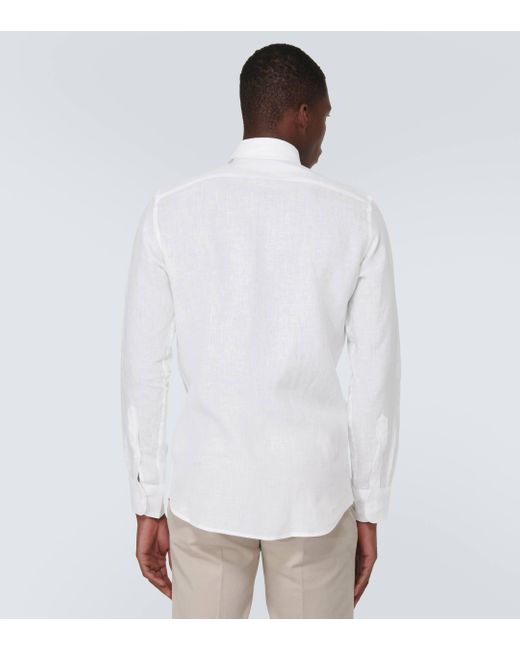 Chemise en lin Canali pour homme en coloris White