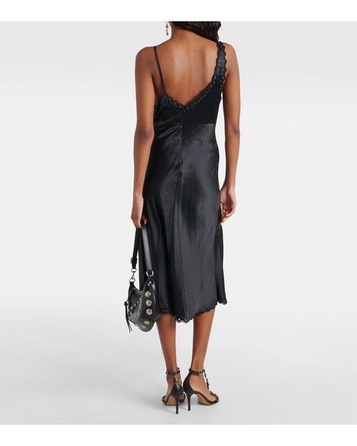 Isabel Marant Black Ayrich Embroidered Silk Midi Dress