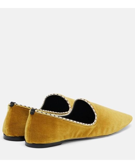 Totême Yellow Velvet Slip-On Shoes