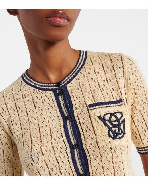 Valentino Natural Cable-Knit Linen-Blend Cardigan