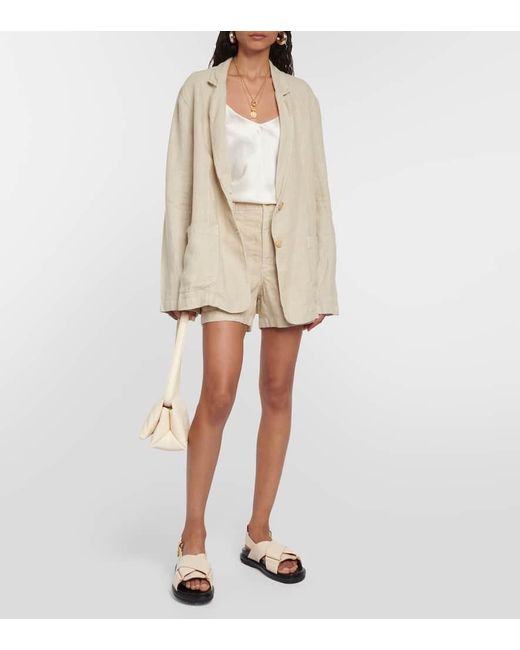 Velvet Natural Fallon Linen Shorts
