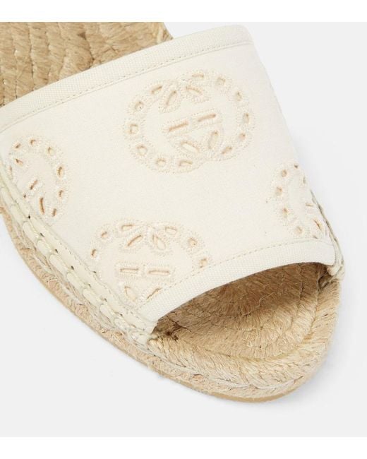 Gucci Natural Espadrille-Sandalen Interlocking G aus Canvas
