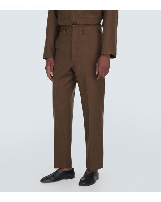 Lemaire Brown Maxi Cotton And Wool Chinos for men