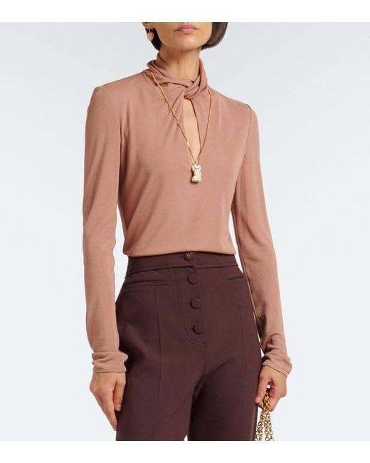 Valentino Blue Cutout Jersey Crepe Top