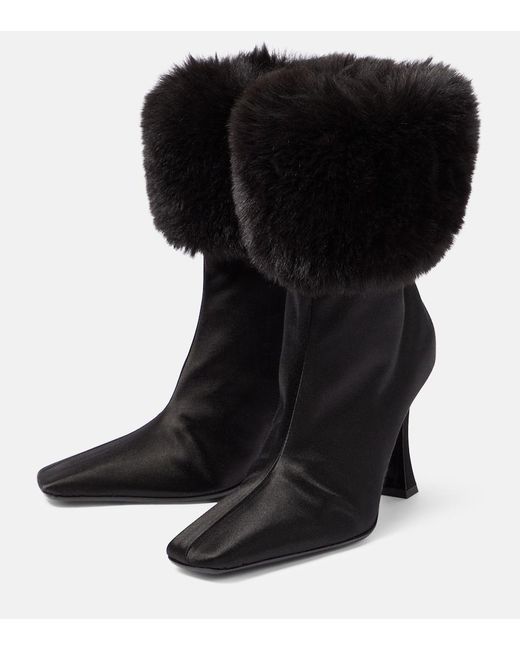 Magda Butrym Black Satin Ankle Boots