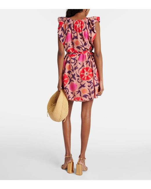 Velvet Red Jenna Printed Cotton And Silk Minidress