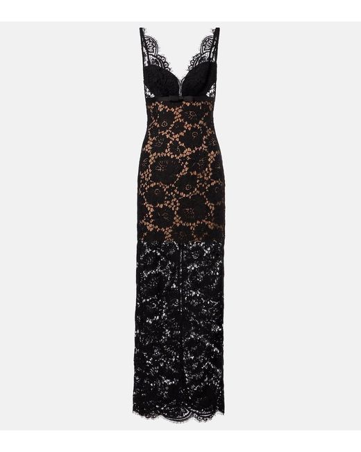 Self-Portrait Black Floral Lace Maxi Dress