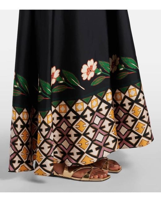 LaDoubleJ Black Magnifico Printed Silk Twill Maxi Dress