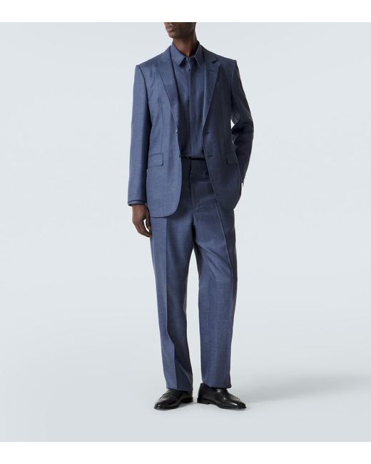 Gabriela Hearst Blue Wool, Silk, And Linen Suit Pants for men