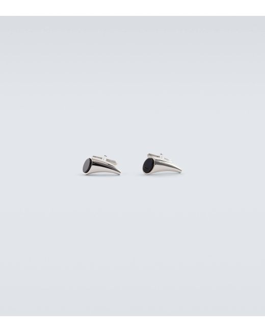 Lanvin White Embellished Cufflinks With Onyx for men