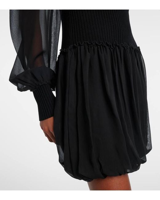 FRAME Black Minikleid Aus Wolle Und Seide
