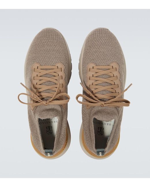 Brunello Cucinelli Gray Knit Sneakers for men
