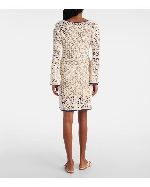 Anna Kosturova Natural Bianca Crochet Cotton Minidress