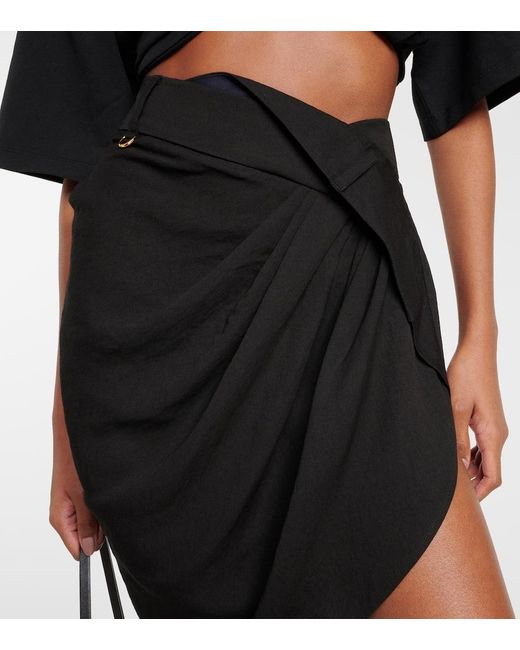 Jacquemus Black La Mini Jupe Saudade Draped Miniskirt