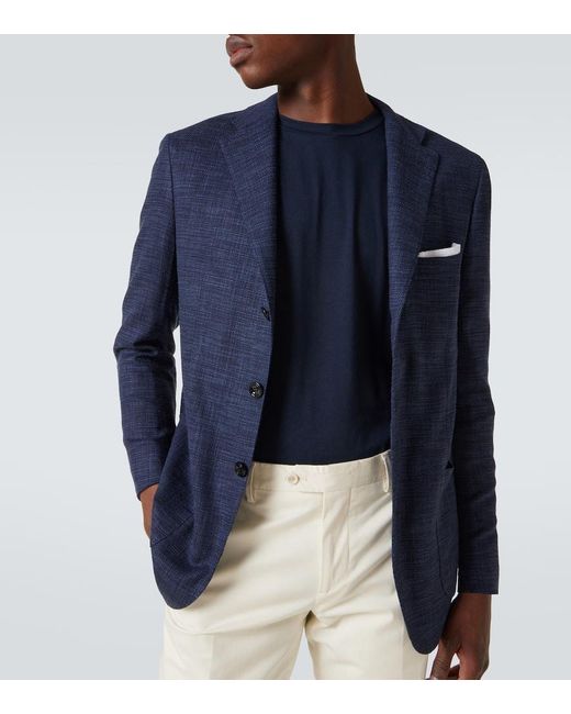 Kiton Blazer Aus Wolle, Seide Und Baumwolle in Blue für Herren