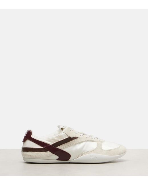 Miu Miu White Gymnasium Suede-Trimmed Sneakers
