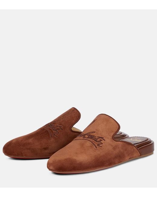 Christian Louboutin Brown Coolito Donna Suede Slippers