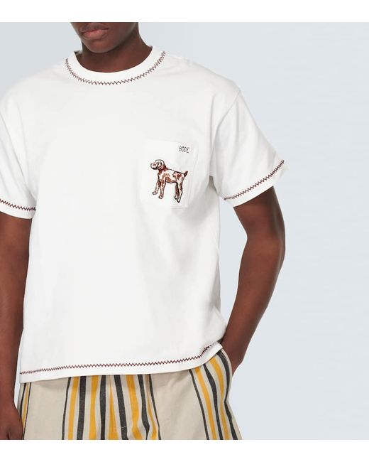 Camiseta Griffon de algodon Bode de hombre de color White