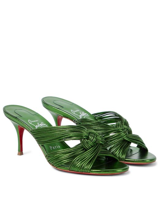 Christian Louboutin Green Multitaski 70 Knotted Leather Sandals