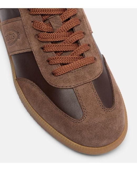 Tod's Brown Tabs Suede And Leather Sneakers