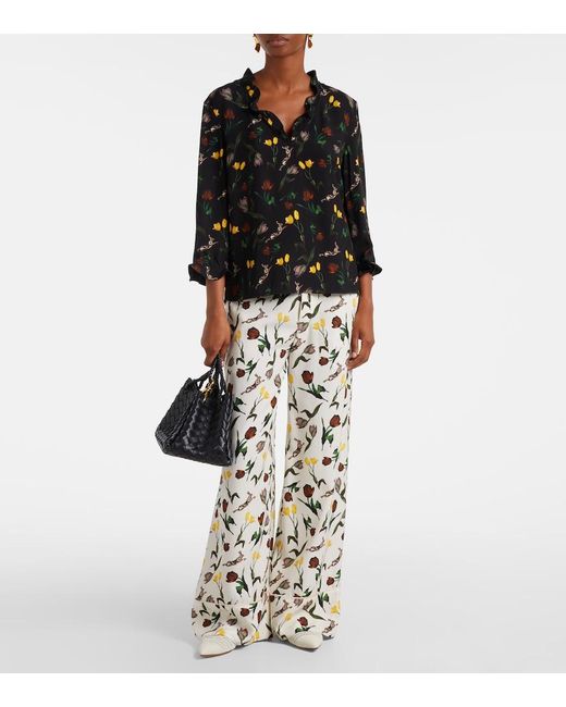 Marni Black Ruffled Floral Top