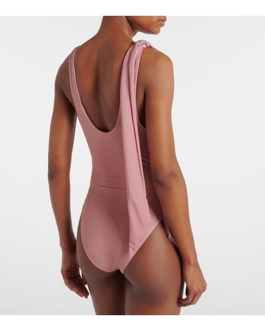 Chloé Pink Knotted Logo Swimsuit