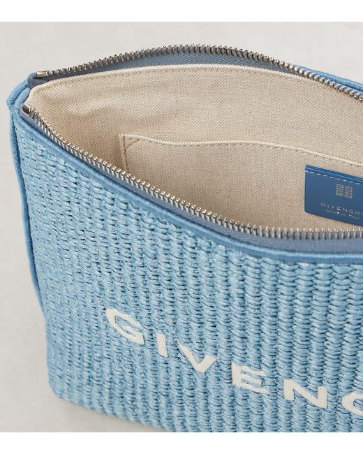 Pouch de efecto rafia con logo Givenchy de color Blue