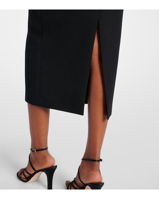 Safiyaa Black Linda Crystal-Embellished Midi Dress