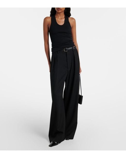 Wardrobe NYC Black Ribbed-Knit Cotton Jersey Tank Top