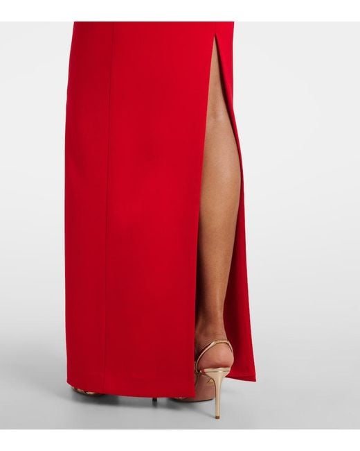 Alex Perry Red Draped Crepe Satin Gown