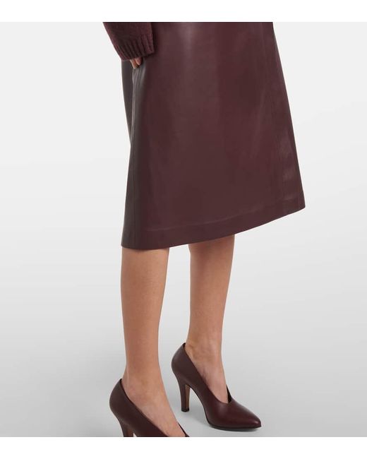 Jupe Midi En Cuir Joseph en coloris Purple